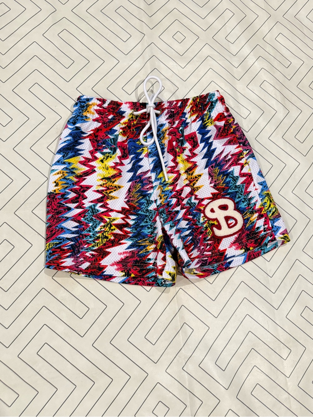 BKTSQD Multicolor Patterned Mesh Shorts